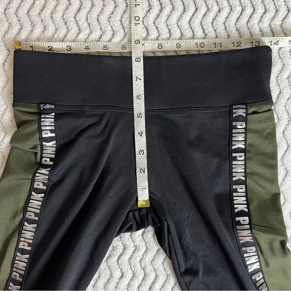 Victoria's Secret PINK Cozy Black Green With Pockets Stretch Ankle Leggings Sz S - Picture 7 of 8